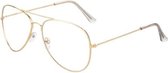 Orange85 Bril Zonder Sterkte - Groot montuur - Goud - Zonnebrillen - Unisex - Aviator - Retro