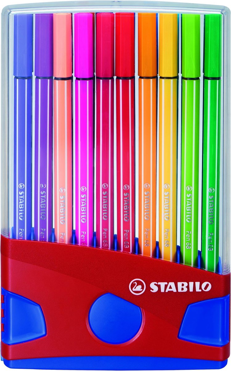STABILO Pen 68 - Premium Viltstift - Colorparade - Set Met 20 Verschillende Kleuren