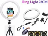 LED Selfie Ring Light 22CM Dimmable Photography Camera Phone Ring Lamp + Tafel Tripods en Bluetooth Shutter – LED Ring Lamp – Eff Pro