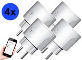 Smart Wifi Stopcontact Four Pack | Smart Plug | Slimme Stekker met Energiemeter en Tijdschakelaar | Werkt met Google Home (Google Assistant), Alexa (Echo) en IFTTT