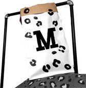 Opbergzak kinderkamer leopard met voorletter M-Paperbag speelgoed-60x30cm
