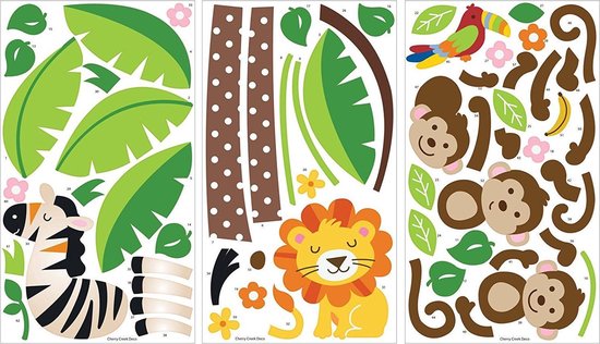 Jungle Monkeys, Lion, Zebra and Palm Tree