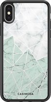 iPhone X/XS hoesje glass - Marmer mint mix | Apple iPhone Xs case | Hardcase backcover zwart