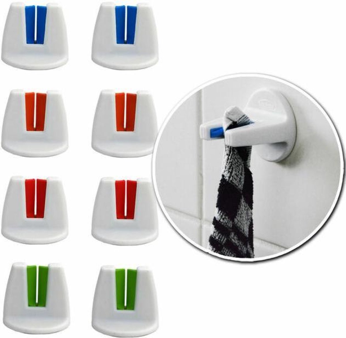 Handdoekhouder - Met zelfklevende tape - 8 stuks