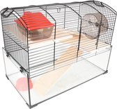 Flamingo Kooi Vitru 1 - Zwart - 51.5 x 29 x 40 cm - Compacte en comfortabele leefomgeving voor jouw knaagdier