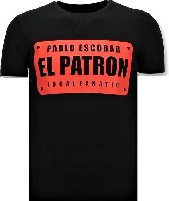 Local Fanatic Cool T-shirt Homme - Pablo Escobar El Patron - Noir Cool T-shirt Homme - Pablo Escobar El Patron - Noir Homme T-shirt Taille XL