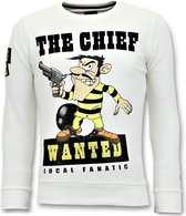 Rhinestones Sweater Heren - The Chief Wanted Trui - Wit