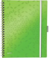 Leitz WOW Be Mobile Spiraalgebonden Notitieboek  met Kunststof Kaft - 80 A4 Vel - Gelijnd - met Geïntegreerde 3-klepsmap  - FSC Gecertificeerd - Groen