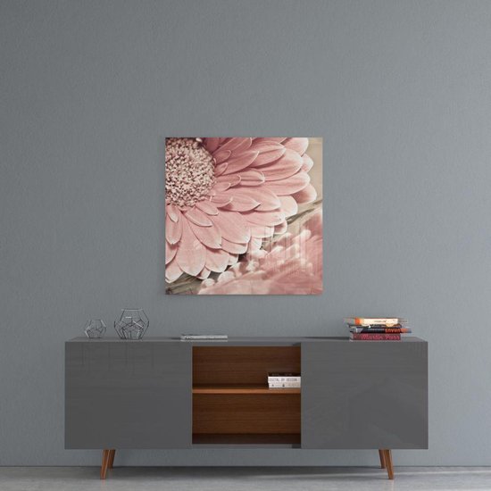 Insigne Glazen Schilderijen - Roze Bloem Glasschilderij - Bloem - 50x50 cm