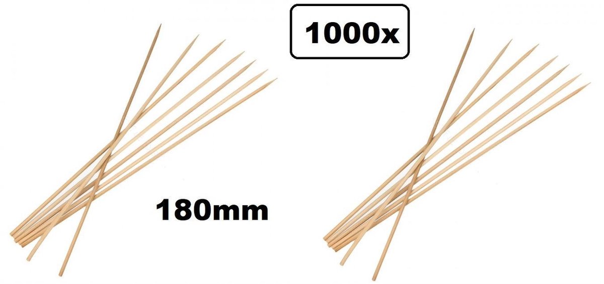 1000x BIO Satéprikker bamboe 180mm - salade sate prikker eten festival thema feest