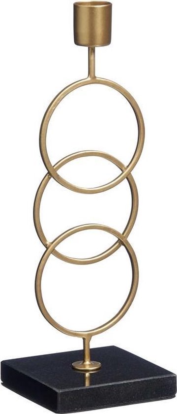 Celsius spuiten omverwerping Luxe gouden kandelaar met metalen ringen - 25 cm hoogte - kaarsenhouder  -... | bol.com