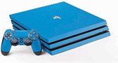 Autocollant Playstation 4 Pro | Peau de console PS4 Pro | Carbone Blue | PS4 Pro Blue Carbone | Skin pour console + 2 skins pour manette