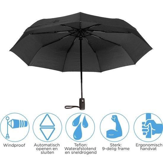 Voetganger uitdrukking slang Automatische Stormparaplu - Paraplu – Opvouwbaar & Windproof tot 100km p/u  - Ø 95 cm ... | bol.com