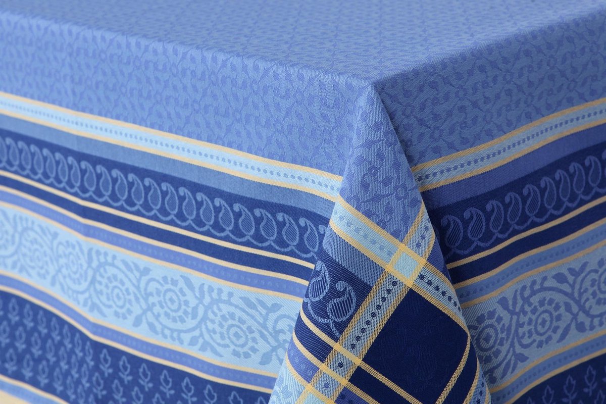Provençaals Jaqcuard geweven Tafelkleed Blauw 170x130cm