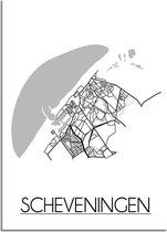 DesignClaud Scheveningen Plattegrond poster A4 + Fotolijst wit (21x29,7cm)