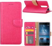 Bookcase Geschikt voor: Nokia 8 - Roze - portemonee hoesje