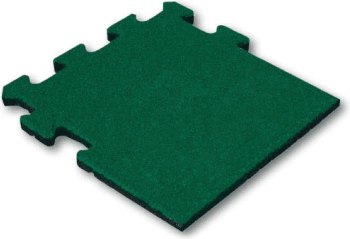 Rubber tegel 25 mm 50x50 cm Groen Puzzelsysteem Zijstuk