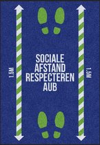 Vloerkleed Tapijt Message Mat - Sociale Afstand Respecteren AUB - 85x60 - COVID-19 -Wasbaar