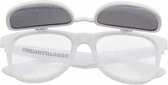 Freaky Glasses® - flipstyle spacebril - effect met zonnebril - festival bril - dames en heren - wit