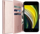 iPhone SE 2020 Hoesje - iPhone SE 2022 Hoesje - iPhone 8 Hoesje - iPhone 7 Hoesje - Book Case Leer Wallet - Roségoud