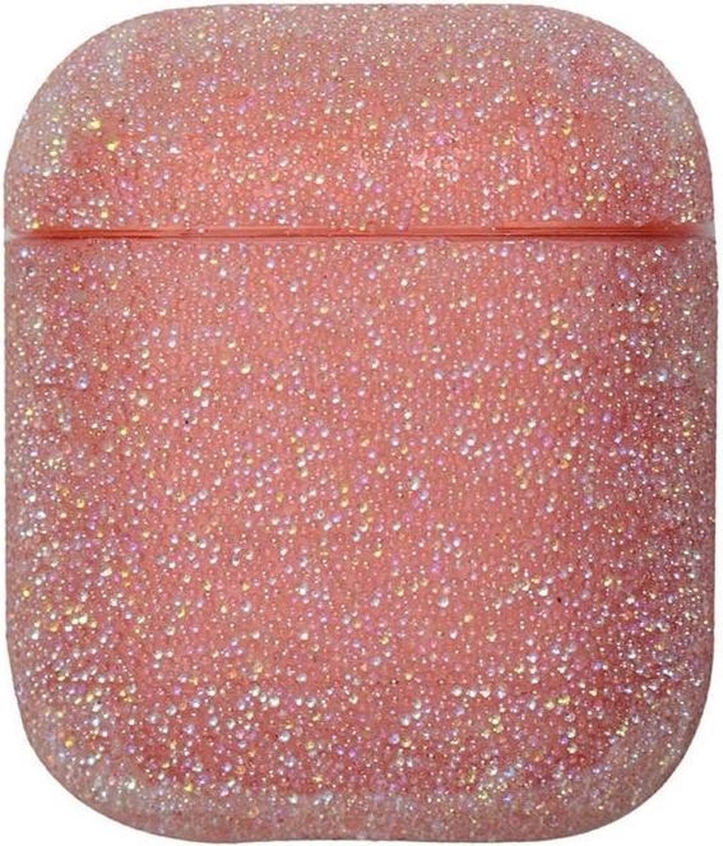 Airpods Hoesje Airpods Case Roze met Glitter Diamantjes
