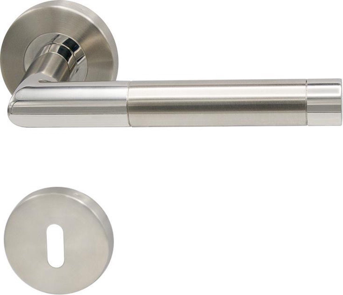Slotman Solutions Deurklink Sleutelgat – RVS – Rond Stalen Rozet – Deurbeslag Set