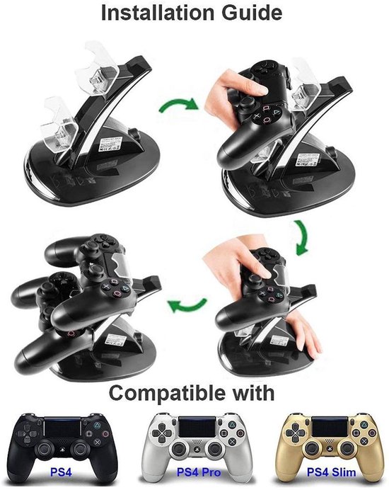 Fosa For PS 4 Chargers, Dual USB Charging Docking Station for PS4 for