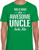 Awesome Uncle / oom cadeau t-shirt groen heren L