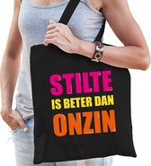 Stilte is beter dan onzin cadeau tas zwart voor dames cadeau katoenen tas zwart voor dames - kado tas / tasje / shopper