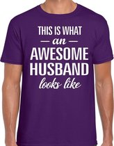 Awesome Husband / echtgenoot cadeau t-shirt paars heren M