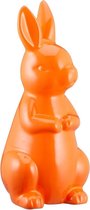 Decoratie paashaas beeldje voor woonkamer 18 cm oranje - Pasen versiering vensterbank/eettafel