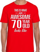 Awesome 70 year / 70 jaar cadeau t-shirt rood heren 2XL