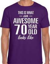 Awesome 70 year / 70 jaar cadeau t-shirt paars heren S