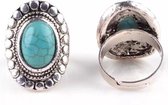 Ring dames - Vintage verstelbaar - Natuur blauw