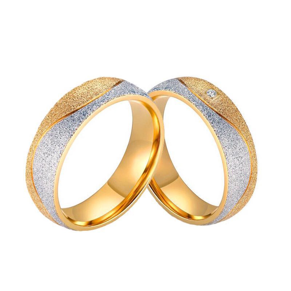 Zoëies ring voor haar goud- en zilverkleurig met glitters 17 mm