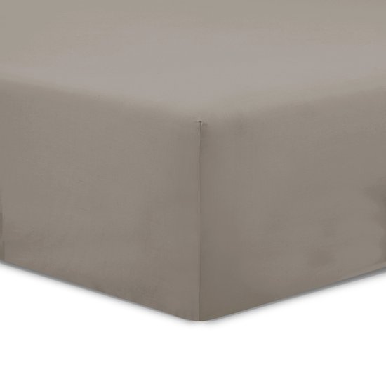 VISION Hoeslaken - 180x200 cm met ruime hoek van 30cm - Geschikt voor boxspring matras - Taupe - 100% katoen
