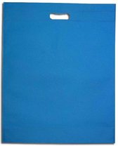 Stoffen cadeautasjes draagtassen, plastic non woven, 35x45cm BLAUW (250 stuks)