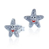 Joy|S - Zilveren glitter ster oorbellen zeester