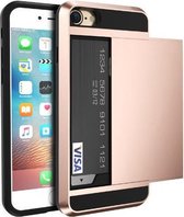 Geschikt voor iPhone SE (2022) / (2020) / 7 / 8 hybrid case hoesje met ruimte voor 2 pasjes - rosé goud