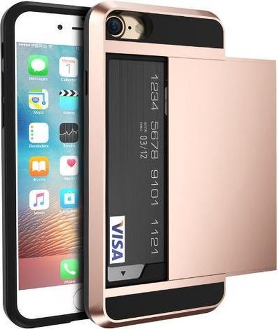Geschikt voor iPhone SE (2020) / / 8 hybrid case hoesje met ruimte voor 2 pasjes -... bol.com