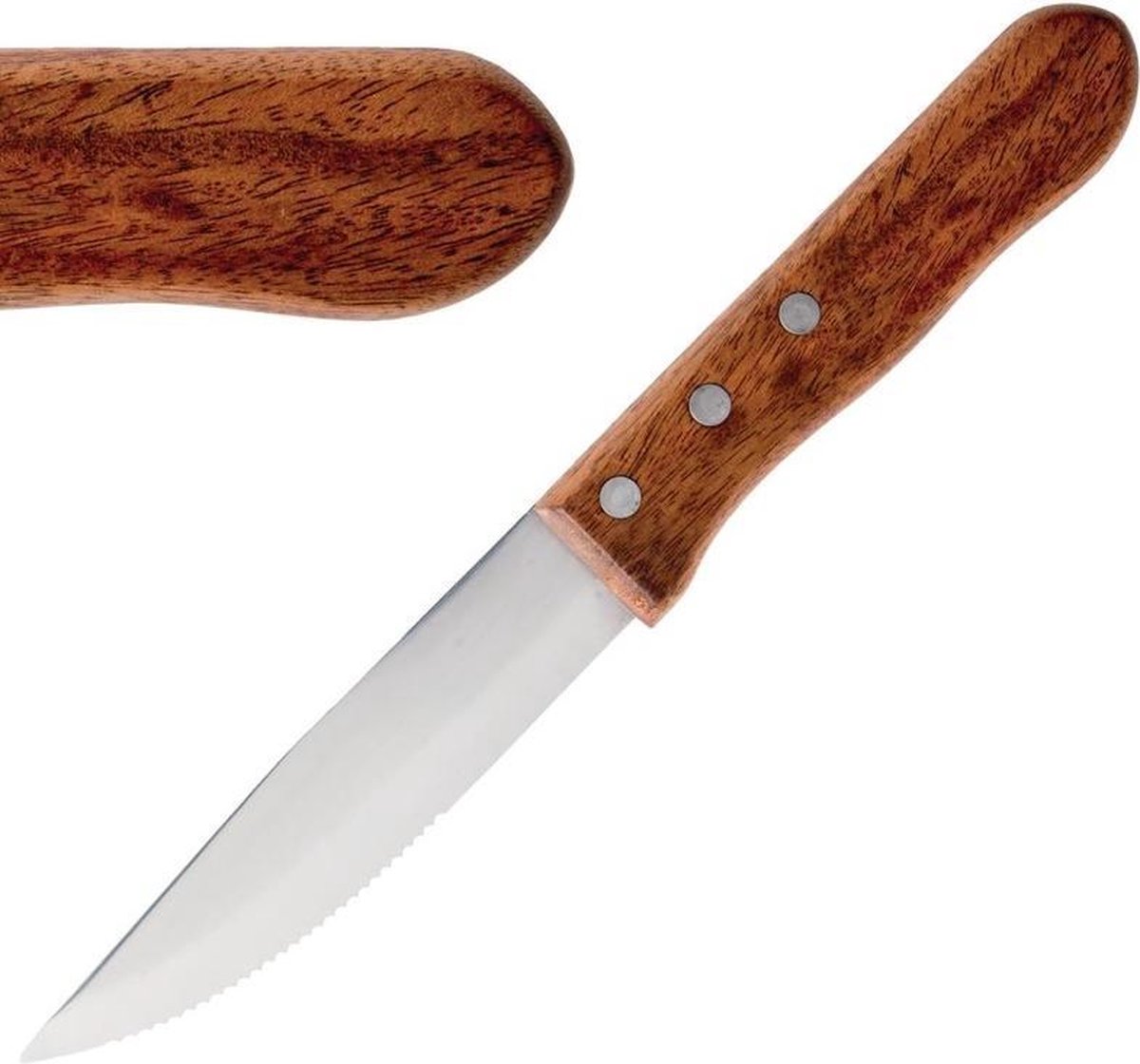 Olympia 12 Stuks | Jumbo Steakmes met Houten Heft 25cm