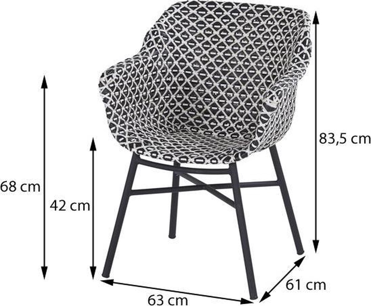 Hartman Delphine chaise de jardin dining - Noir/Blanc Wicker