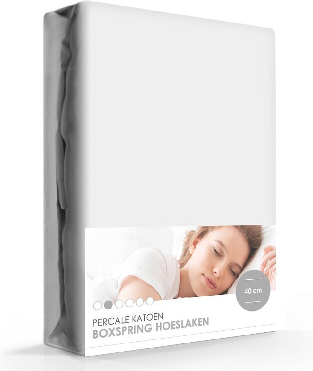 Boxspring - Waterbed - Percale Katoen Hoeslaken Extra Hoog Grijs-90 x 200 cm
