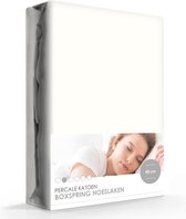 Boxspring - Waterbed - Percale Katoen Hoeslaken Extra Hoog Off-white-90 x 220 cm