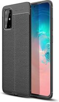 Samsung Galaxy S20 Plus Hoesje - Leather Textured Back Cover - Zwart