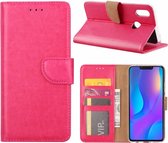 Huawei P Smart+ (Plus) Roze Booktype / Portemonnee TPU Lederen Hoesje