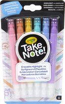 Crayola 6st. Take Note Uitwisbare Markeerstiften Pasteltinten