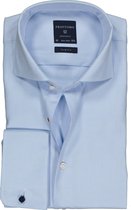 Profuomo Slim Fit overhemd - lichtblauw 2-ply twill met dubbele manchet - Strijkvrij - Boordmaat: 38