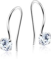 Joy|S - Zilveren classic oorhangers kristal 4 mm
