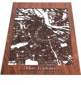 Citymap Amsterdam MDF hout - 60x90 cm - Stadskaart woondecoratie - Wanddecoratie